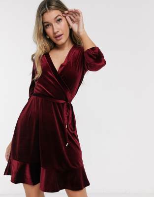 asos red velvet dress