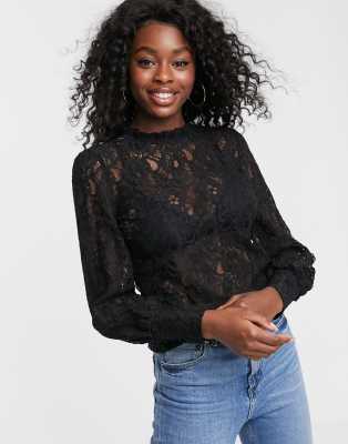 asos black lace top