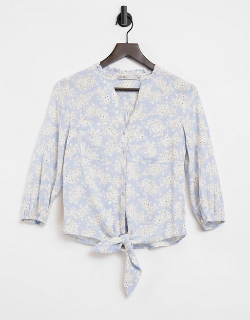 Oasis button down blouse in ditsy print