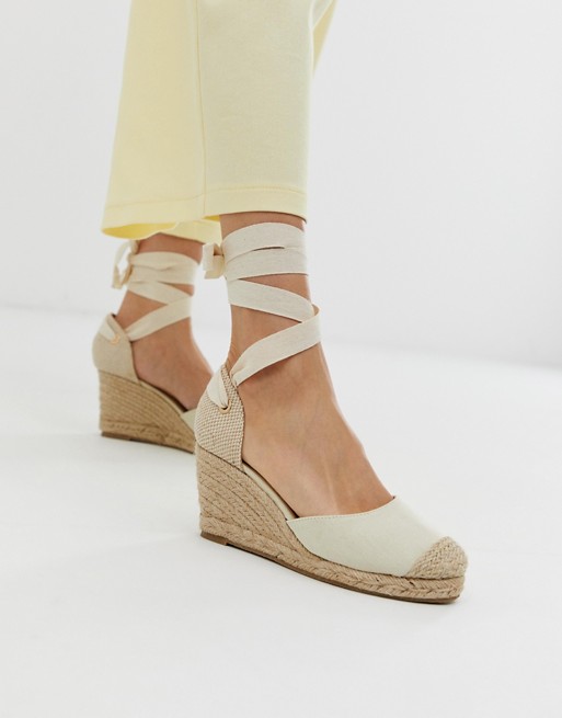 Oasis wedge espadrille sandals in cream | ASOS