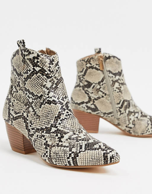 Oasis western ankle boots in snake print