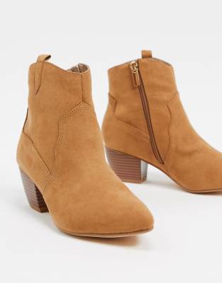 western ankle boots tan