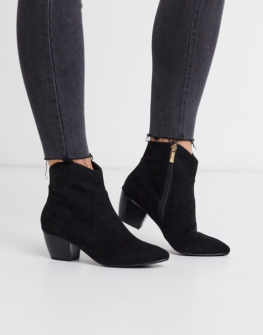 Oasis western suedette ankle boots in black | ASOS