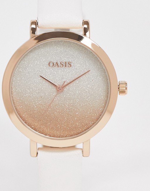 Oasis white and gold watch
