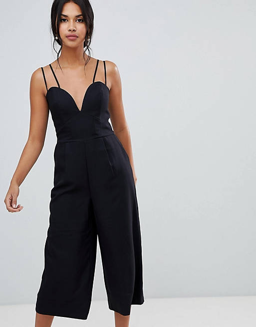 sector ritme Imperial Oasis wide leg jumpsuit with heart neckline in black | ASOS