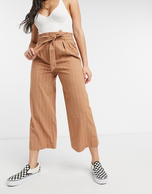Oasis wide leg trouser in brown stripe