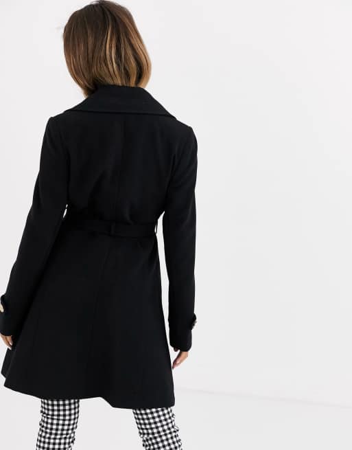 Oasis black store wrap coat