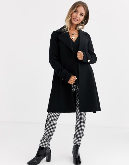 Oasis wrap coat in black ASOS