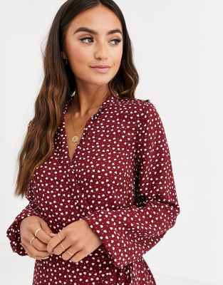 oasis heart print wrap dress
