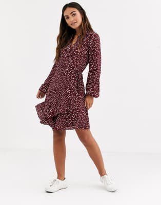 oasis heart print wrap dress