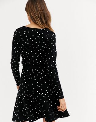 asos black polka dot dress