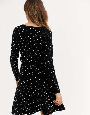 asos black polka dot dress