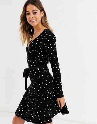 oasis black polka dot dress
