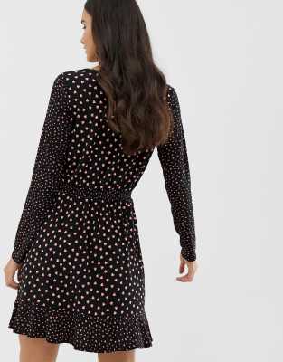 oasis heart print wrap dress