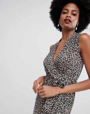 oasis animal wrap midi dress