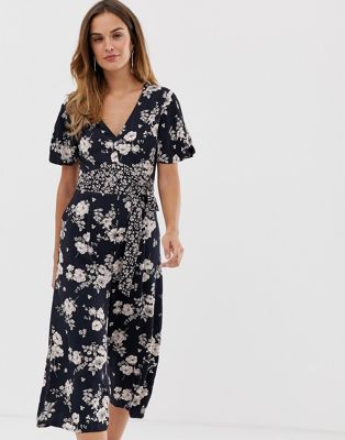 Oasis wrap jumpsuit in floral print | ASOS