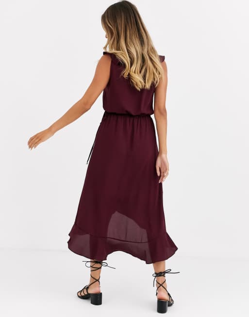 Oasis wrap 2025 midi dress burgundy