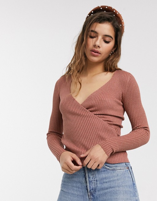 Oasis wrap top in pink