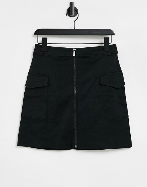 Oasis zip through utility skirt in black