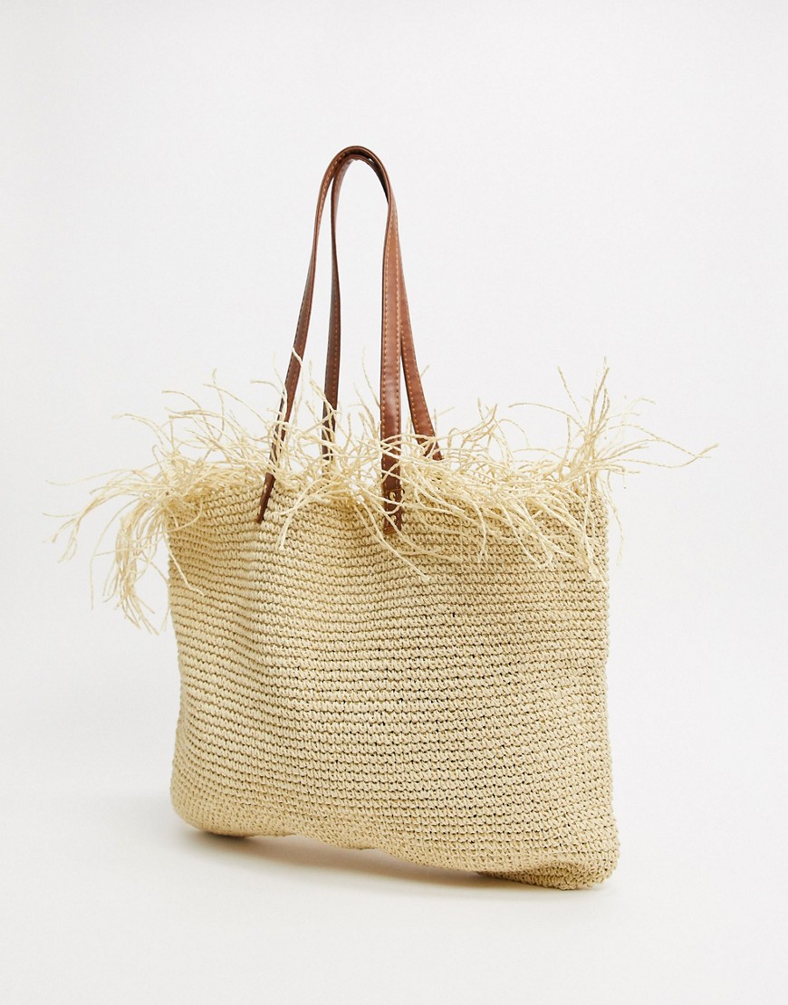 фото Объемная соломенная сумка-шопер asos design-коричневый