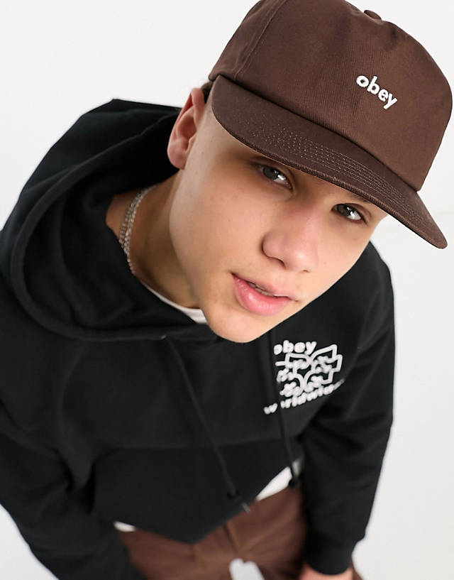 Obey - 5 panel snapback cap in brown