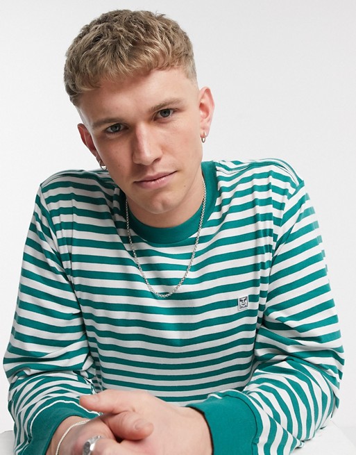 Obey 89 Icon striped long sleeve in green/white