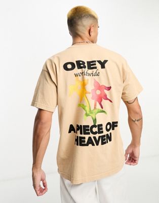 Obey a piece of heaven t-shirt in beige - ASOS Price Checker