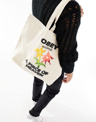 Obey a piece of heaven tote in white - ASOS Price Checker