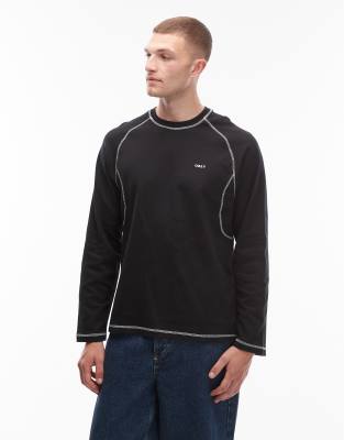 Obey - Aaron - T-shirt à manches longues et surpiqûres contrastées - Noir