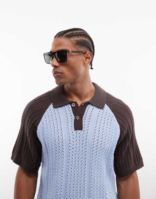 Obey - Abel - Polo in maglia multicolore con maniche a contrasto