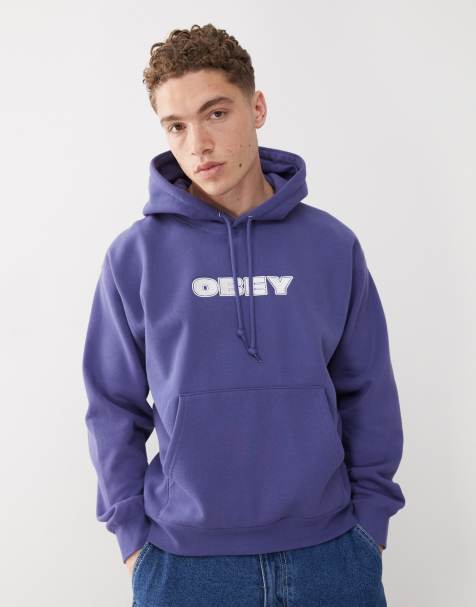 Obey access logo hoodie in blue - view 1