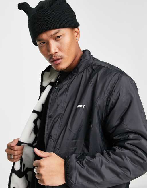 Obey - Adamson - Omkeerbaar sherpa jack in zwart, 4 van 4