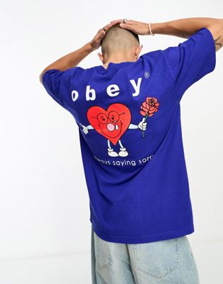 Obey always saying sorry t-shirt in blue