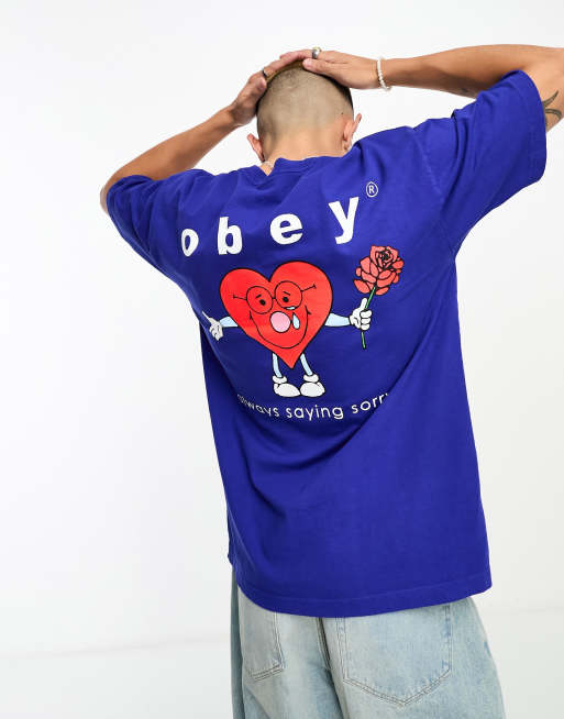 Obey always saying sorry t-shirt in blue