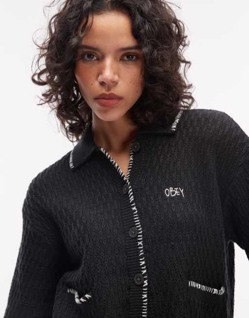 Obey - Amelie - Gilet boutonné en maille - Noir, 2 de 4