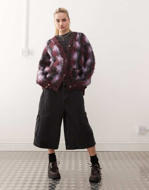 Obey amoeba check cardigan in multi  - view 1