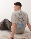 [Obey] Obey anarchy & utopia graphic logo t-shirt with back print in pigment silver grey M PIGMENT GREY