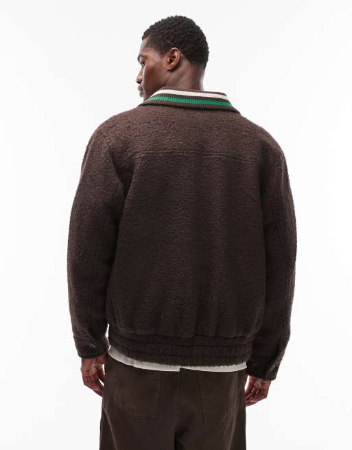Obey – Arden – Ciemnobrązowa polarowa kurtka w uczelnianym stylu, 3 z 5