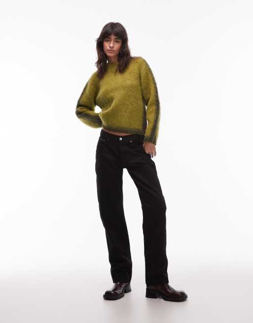 Obey aura knitted jumper in green, 2 of 4