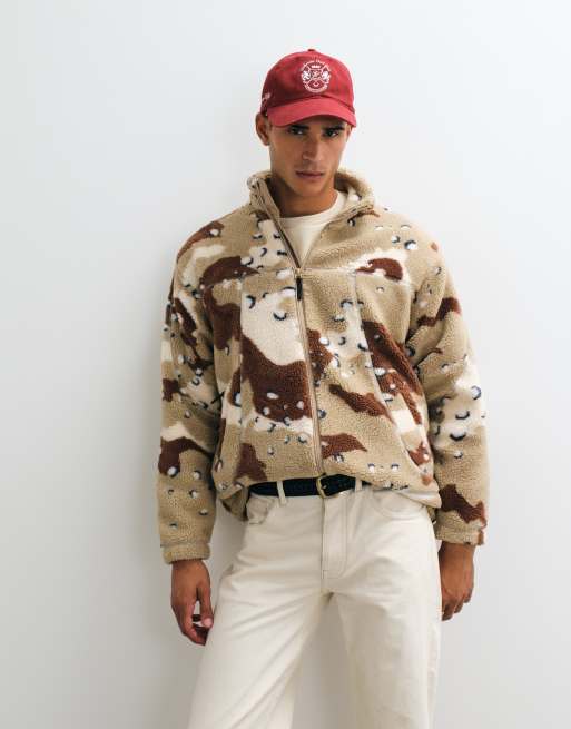 OBEY Axis Deset Jacke mit Camouflage-Print und Sherpa-Futter zum Durchzippen in Multi, 5 von 5