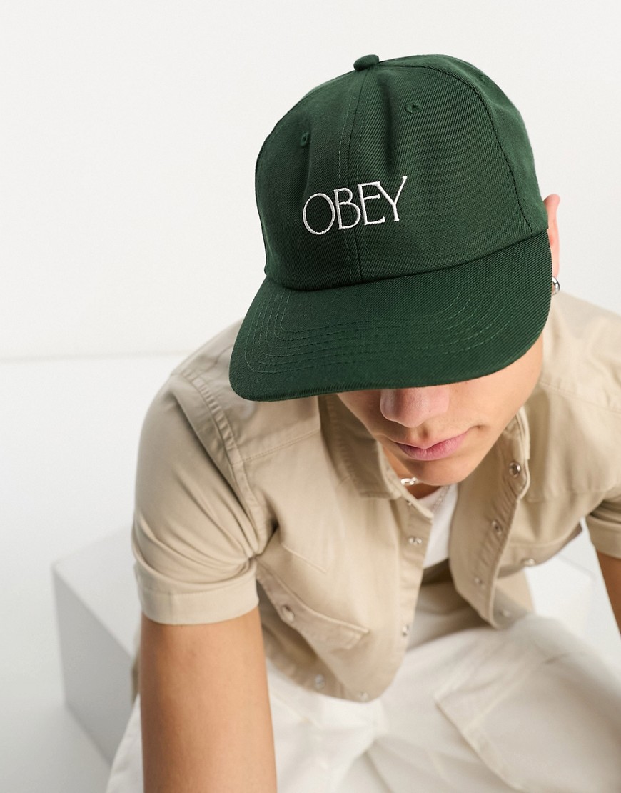 Obey basque 6 panel cap in green