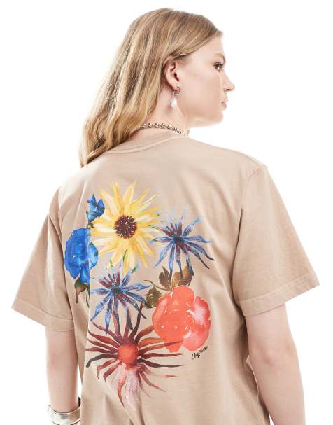 Obey - Beige T-shirt med blomsterprint - view 1