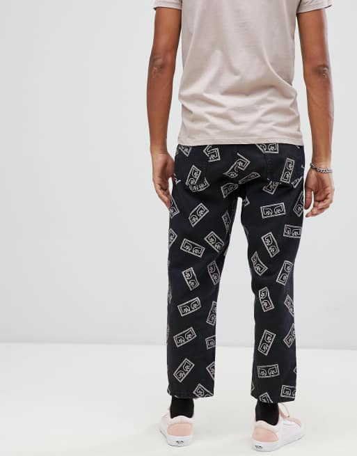 Obey Bender eyes print jeans in black