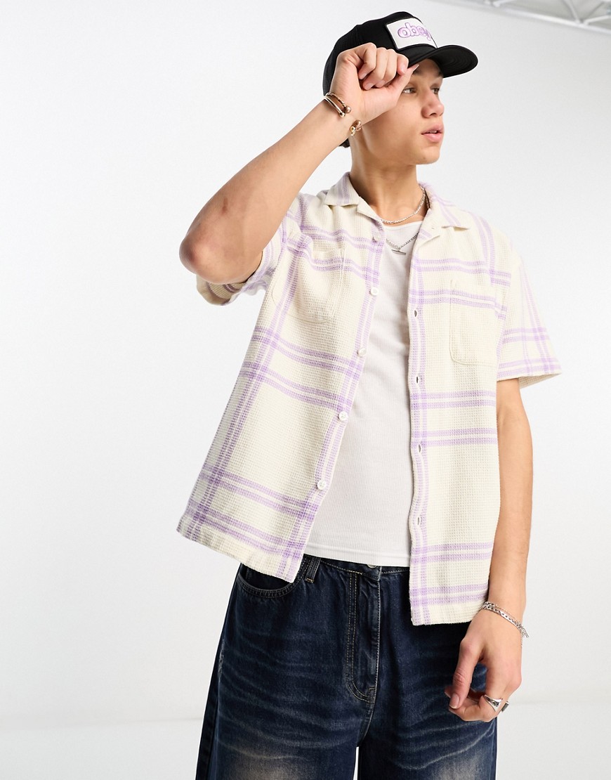 Obey bennie woven shirt in off white