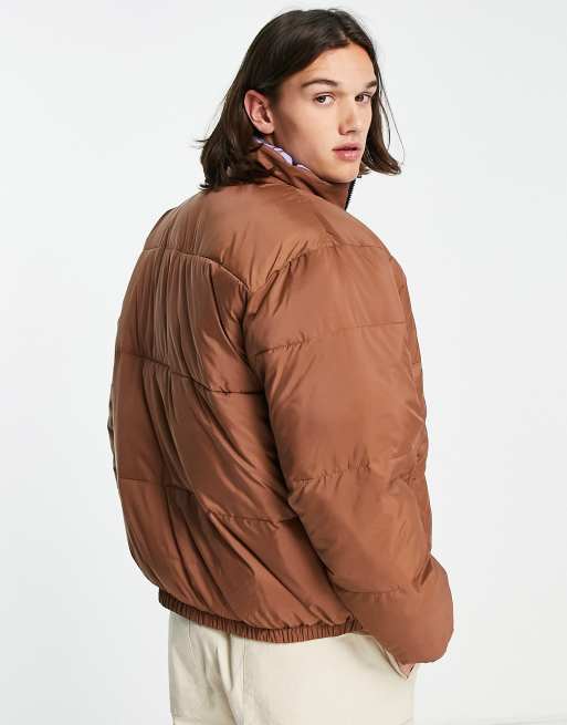 Obey Benny reversible puffer jacket in brown and blue, 3 of 4