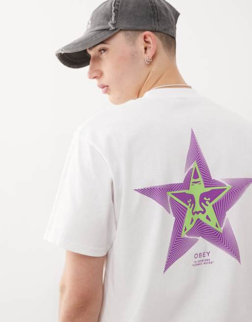 Obey – Biały T-shirt z nadrukiem „Cosmic Noise” na plecach, 2 z 4