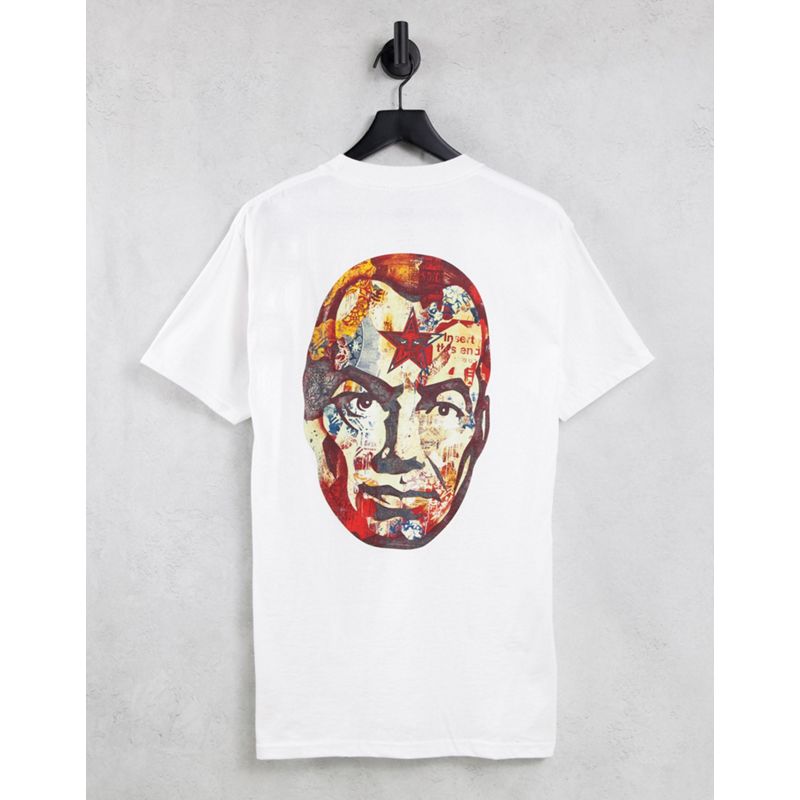 Novità Uomo Obey - Big Brother - T-shirt bianca con stampa sulla schiena