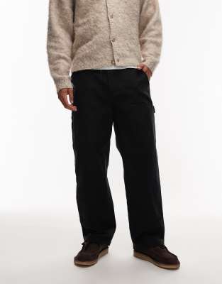 Obey Obey big timer double knee carpenter trousers in black