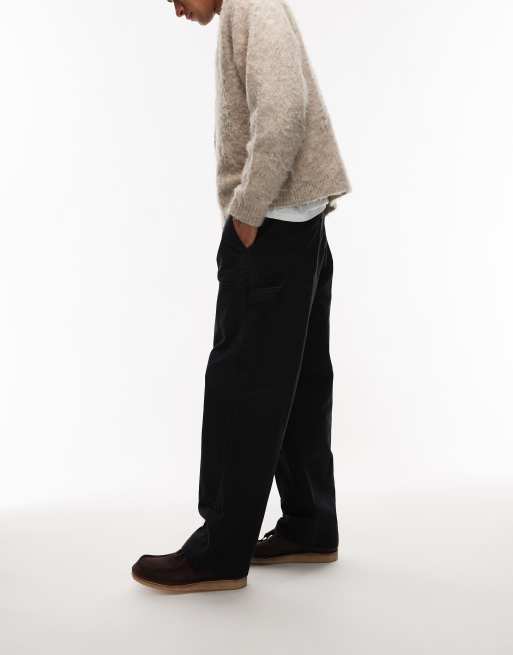 Obey big timer double knee carpenter trousers in black, 3 of 5