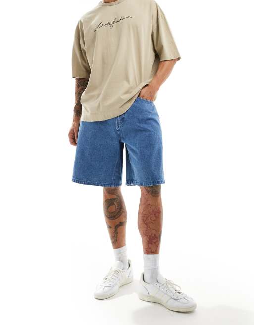 Obey – Big Wig – Obszerne szorty jeansowe w jasnym odcieniu indygo